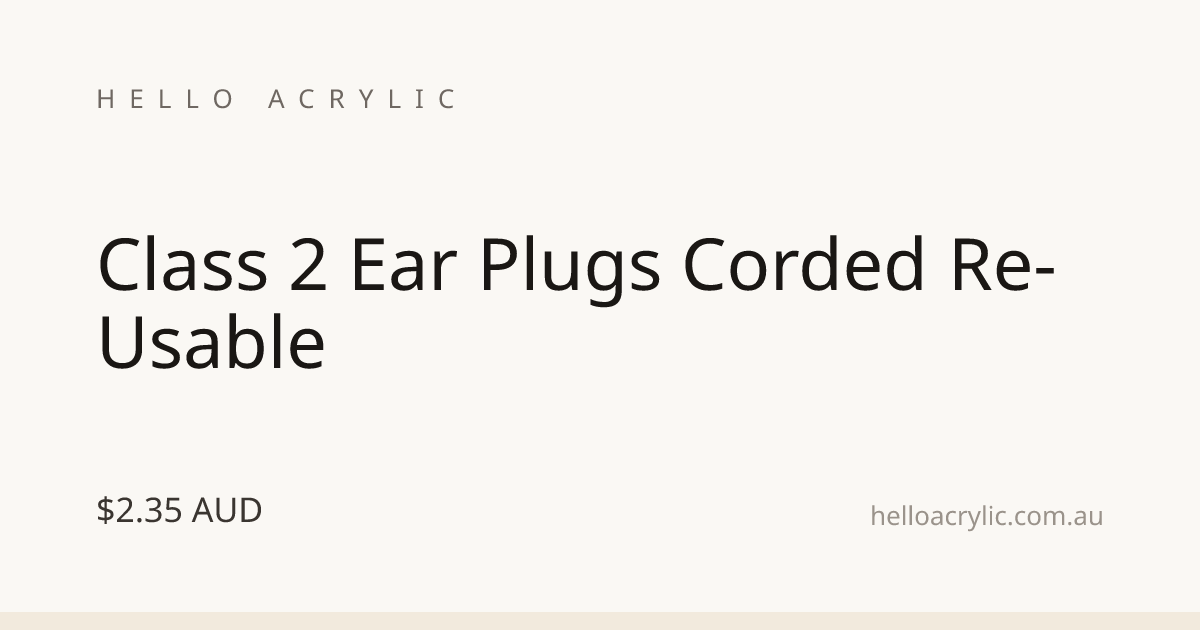 Class 2 Ear Plugs Corded Re-Usable