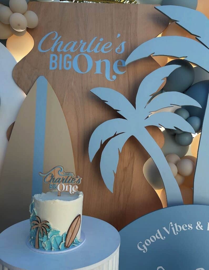 Big One Beach Theme Cake Topper & Charms