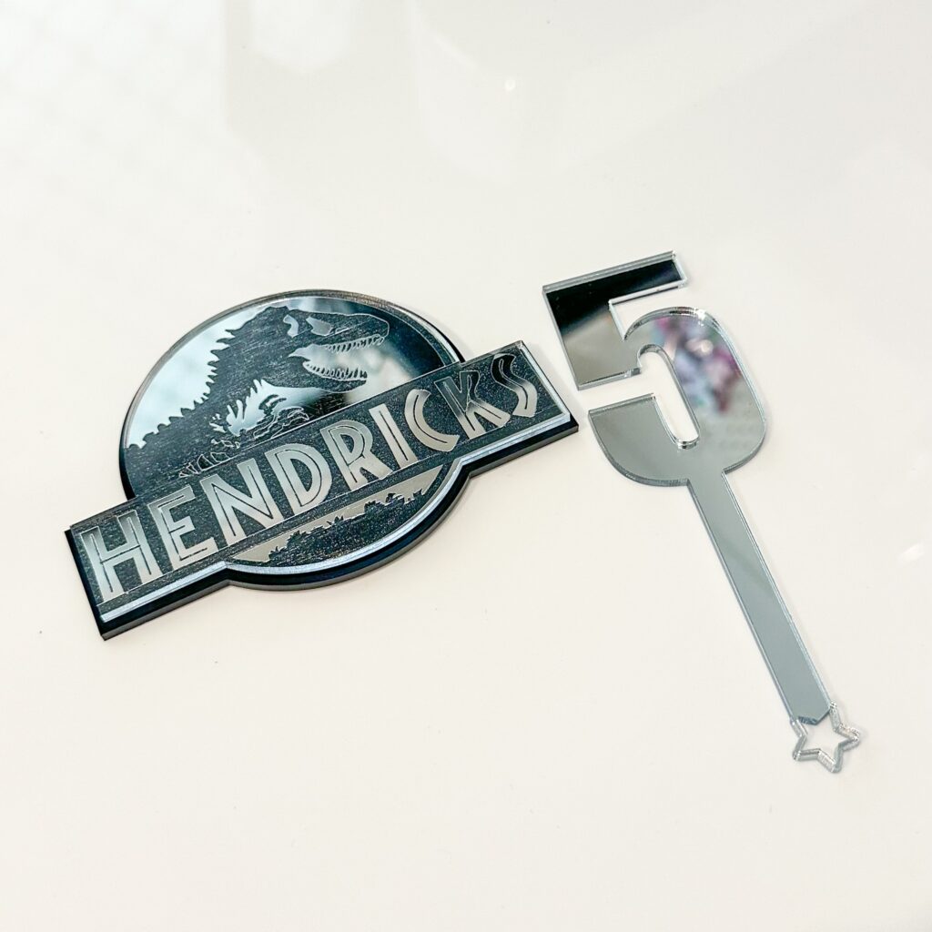 Jurassic Park Cake Charm Set Personalised Name &amp; Age
