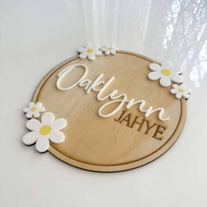Wood and Acrylic Daisy Name Plaque for Kids' Rooms