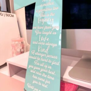 In Loving Memory Cross, a Personalised Memorial Plaque made of layered acrylic, with a glossy finish, for a loved one.