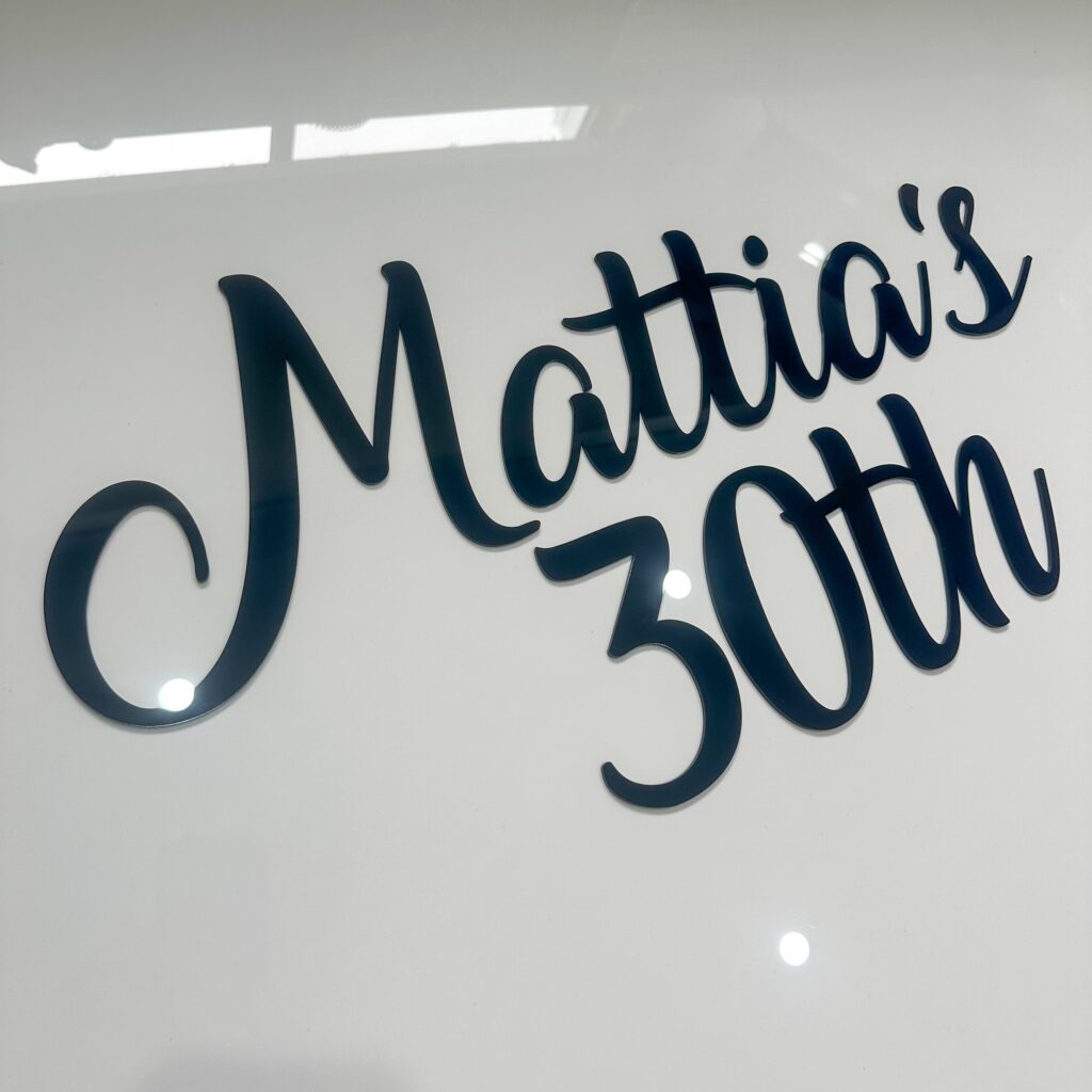 Single layer customised acrylic event sign, personalisation, event sign, event, custom, single layer, acrylic, event sign.