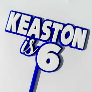 Modern Birthday Cake Topper for events – Any Text or Name –Durable Acrylic Designs