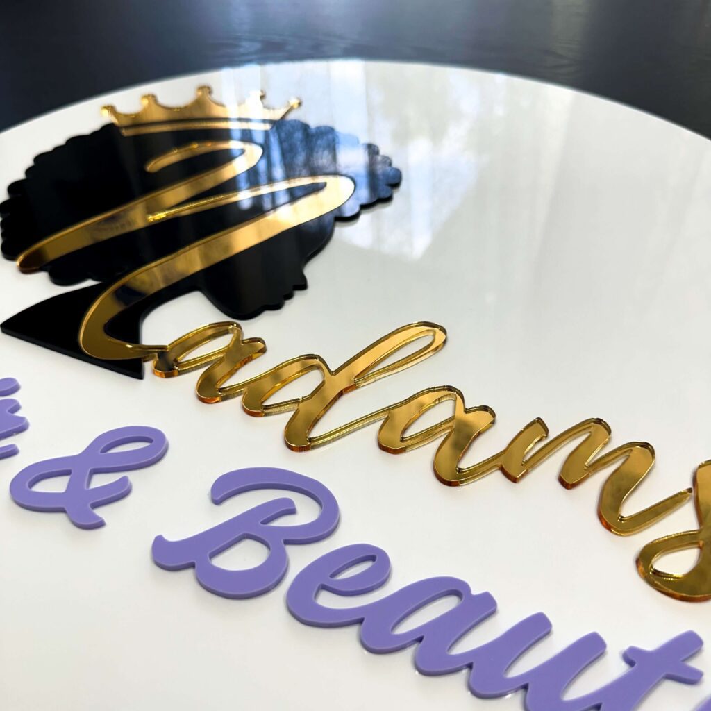 Customised acrylic business sign, round shape, 30cm-60cm diameter, personalised, custom, handcrafted, bespoke, business sign.