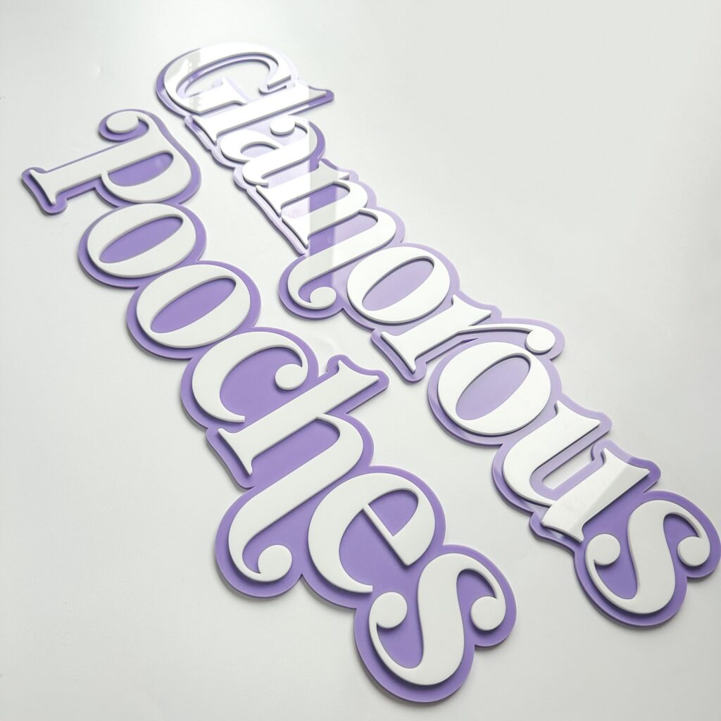 acrylic business sign with custom logo, double layer, personalised, ready for personalisation.