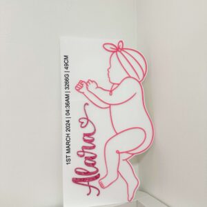 acrylic baby birth plaque, custom, life size, personalisation, ready for your baby's name.
