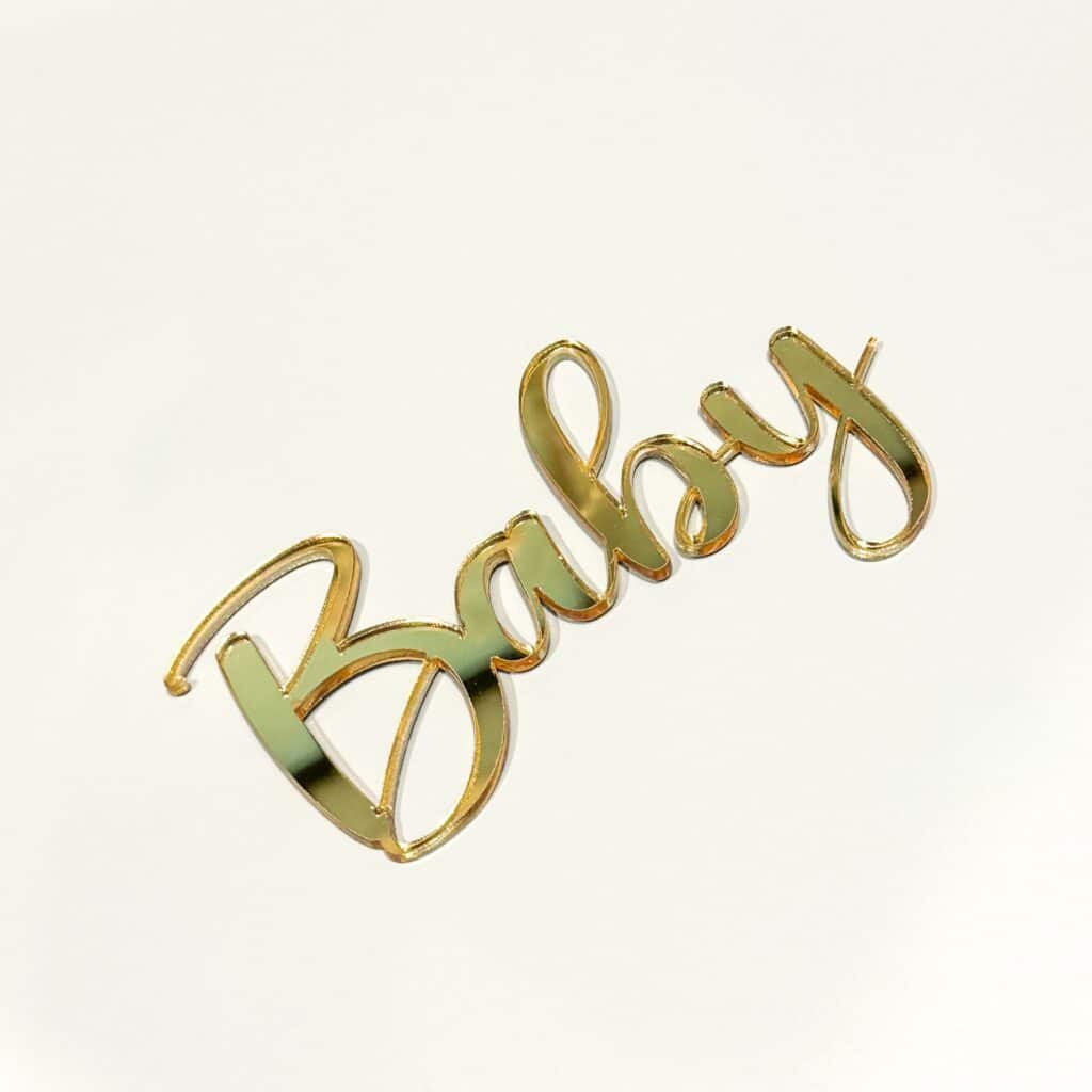 Personalised Baby Cake Topper – Baby's Name & Date on Acrylic – Unique Baby Shower or Christening Cake Decor