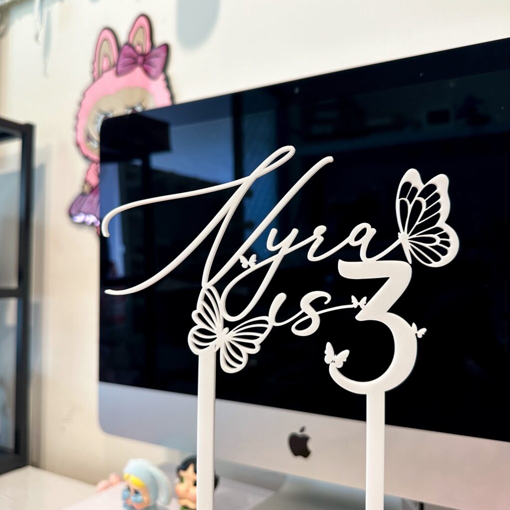Acrylic cake topper, custom, single layer, personalisation ready, for your special occasion.