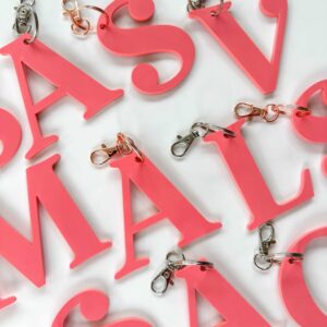 Custom Initial Keychain - Choose Your Letter from A-Z - Colourful Acrylic Keyring for Bags & Keys