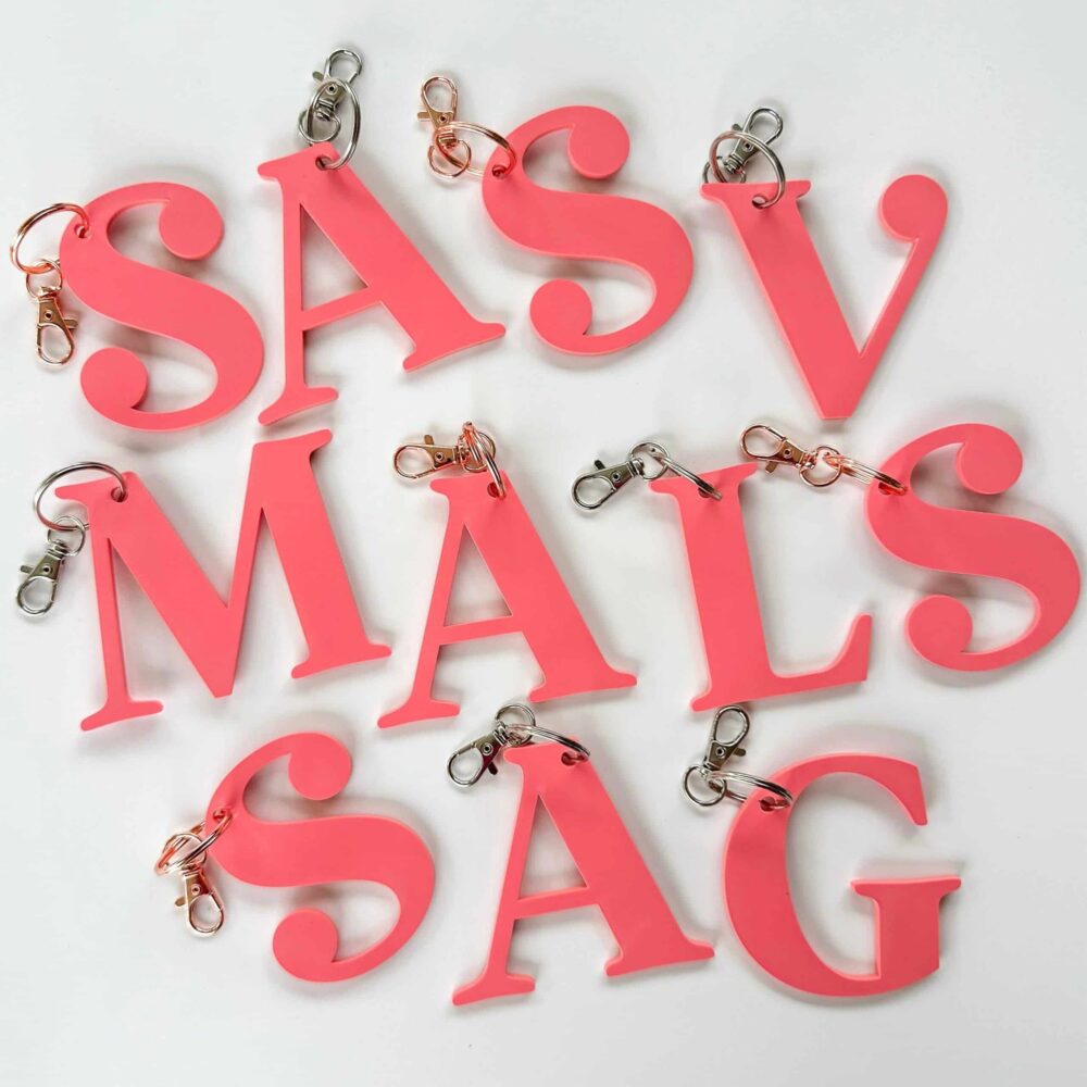 Custom Keychain - Thick Acrylic Letter Keyring - Customisable Initial Gift for children