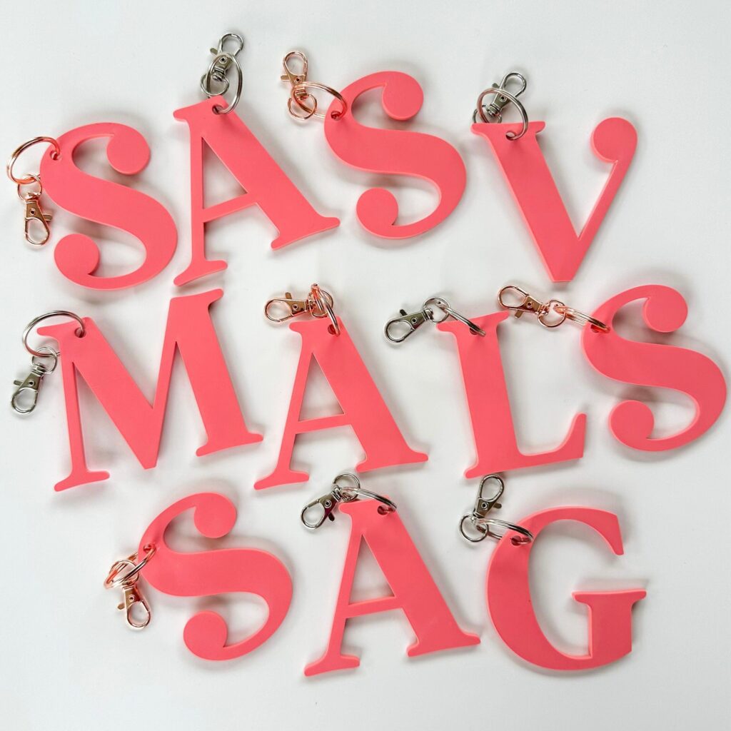 Custom Keychain - Thick Acrylic Letter Keyring - Customisable Initial Gift for children