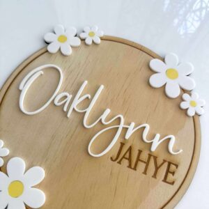 Wooden Acrylic Daisy Name Plaque