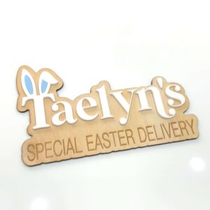 Special Easter Delivery crate plaque with bunny ears design for easter gift boxes