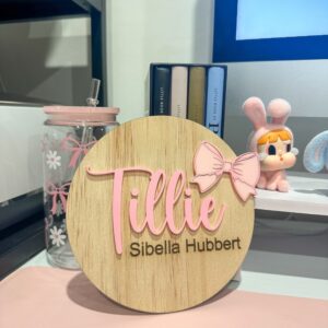 Personalised Baby Announcement Plaque Bow Theme