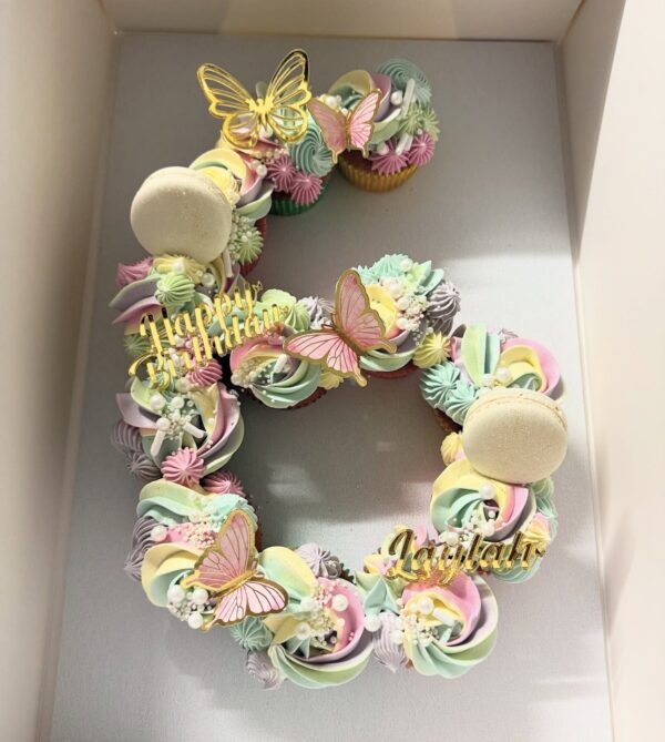 Acrylic cake charm set, custom cake froppers, with butterfly design, ready for personalisation.