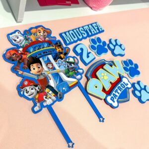 Paw Patrol Cake Topper Set Personalised Name & Age