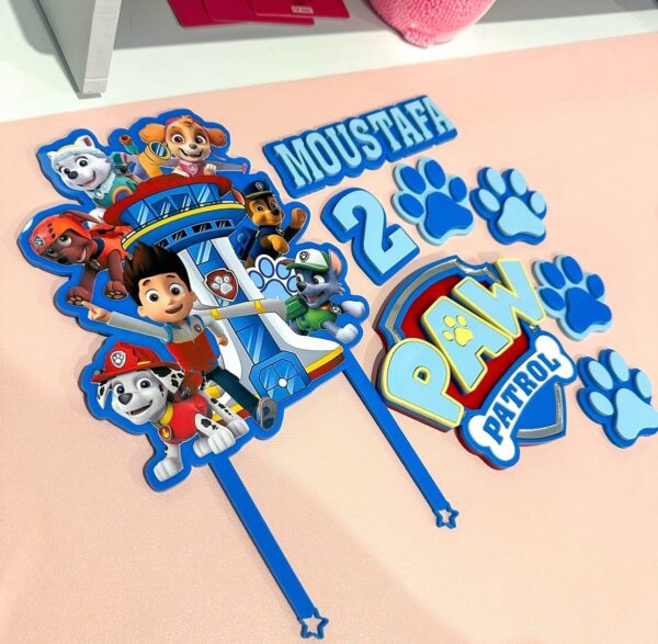 Paw Patrol Cake Topper Set Personalised Name & Age