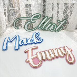 Triple layer acrylic name sign, personalised with 3D effect, decorative wall art.