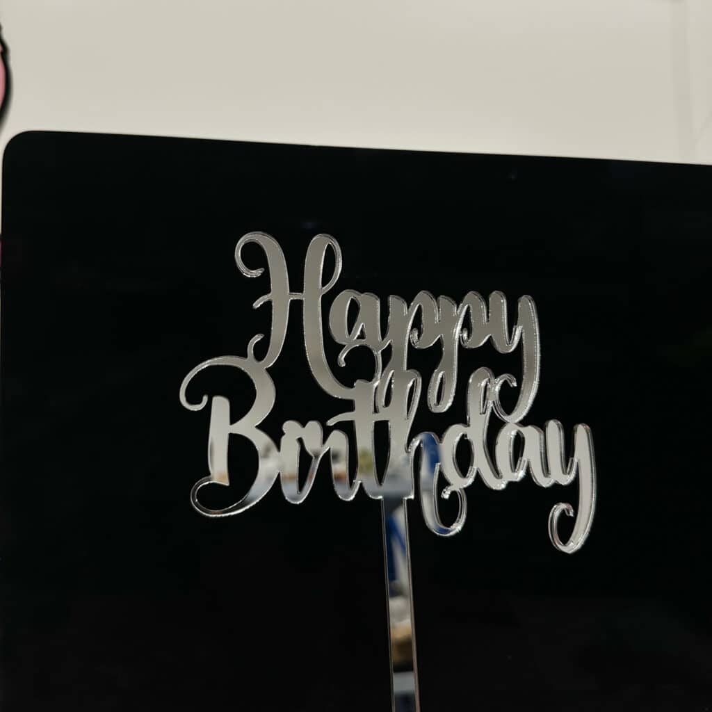 Custom Acrylic Cake Topper Personalised Single Layer. Made from clear acrylic, this cake topper is a addition to any special.