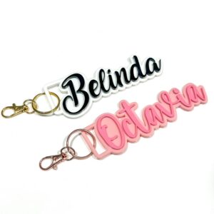 Custom double layer keychain and bag tag made from layered acrylic. Personalised, custom, handcrafted, bespoke.