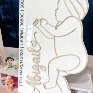 Personalised life size baby birth plaque crafted from high-quality acrylic, showcasing your little one's exact birth length.