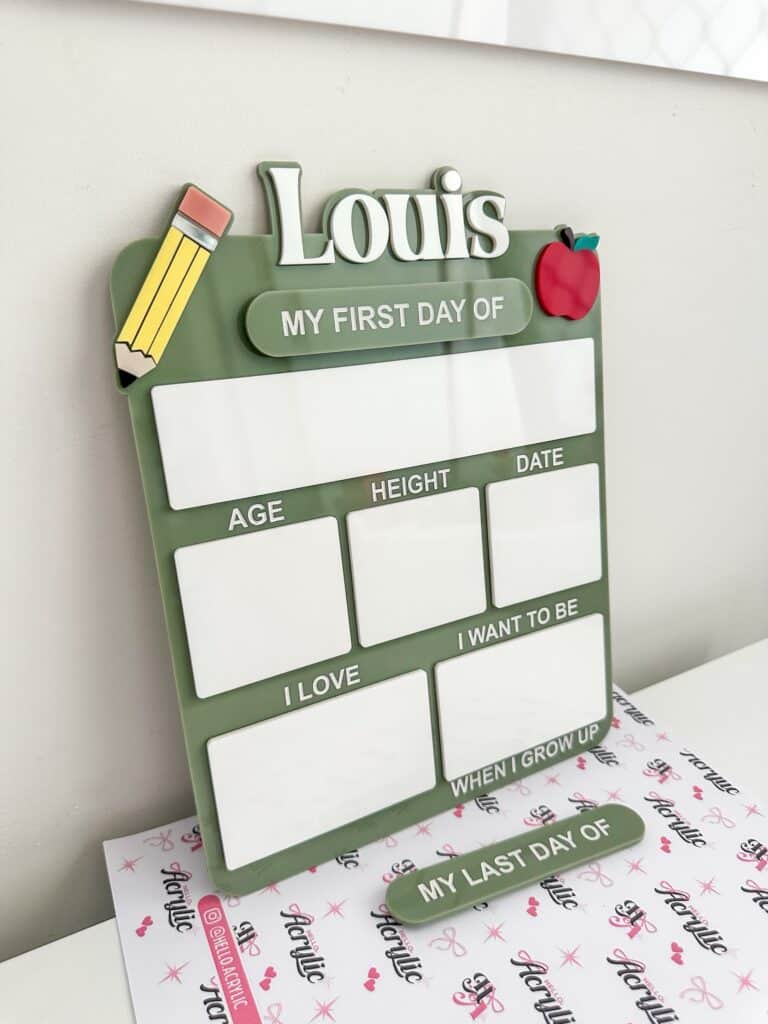 First & Last Day of School Personalised Acrylic Board