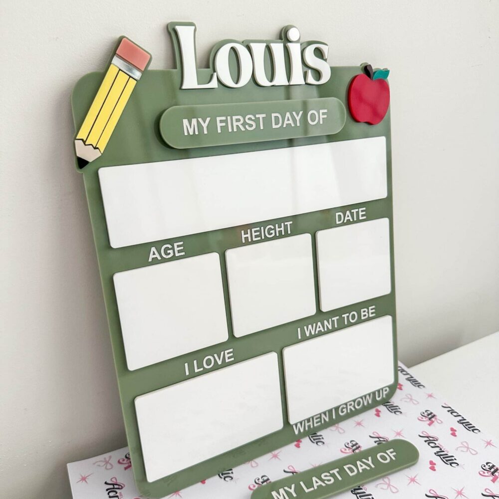 First & Last Day of School Personalised Acrylic Board