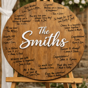 plywood base with raised acrylic lettering, personalised 3D Guest Book Sign Wood &amp; Acrylic 60 cm.