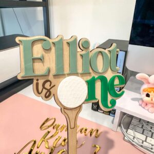 Golf Acrylic Cake Topper | Hole in One Birthday, custom, handcrafted, acrylic cake topper, ready for personalisation.