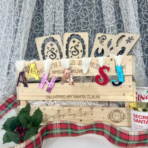 Acrylic letter ornaments, personalised engraved tags, custom, handcrafted, bespoke, ready for personalisation.