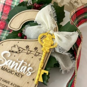 engraved wood with acrylic detailing, personalised Santa's Magic Key Door Hanger Keepsake.