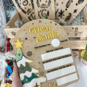 A custom, handcrafted, layered acrylic Dear Santa Board, ready for personalisation. A fun, festive, and unique Christmas.