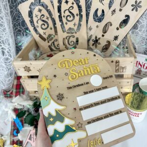 acrylic Dear Santa Board, a custom, handcrafted, and personalised Christmas keepsake. This board is made of layered, clear.