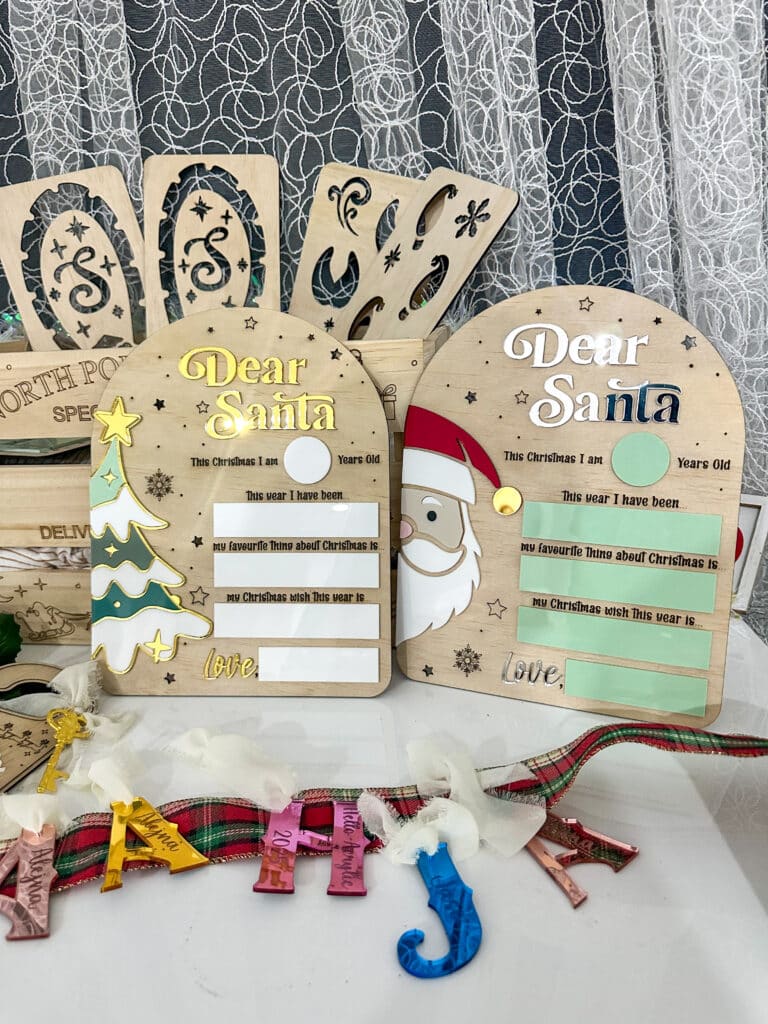 acrylic board, personalisation, for a special Christmas keepsake. A fun, custom, and fun way to leave a message for Santa.