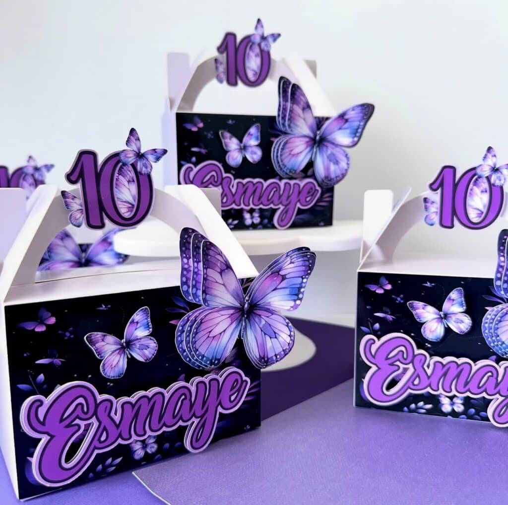 Custom party favour boxes, personalised with any theme, made of layered acrylic. A perfect, handcrafted, and customised.