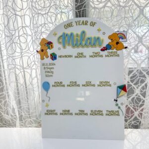 First Year Baby Photo Board Personalised Acrylic, custom, layered acrylic, photo frame.