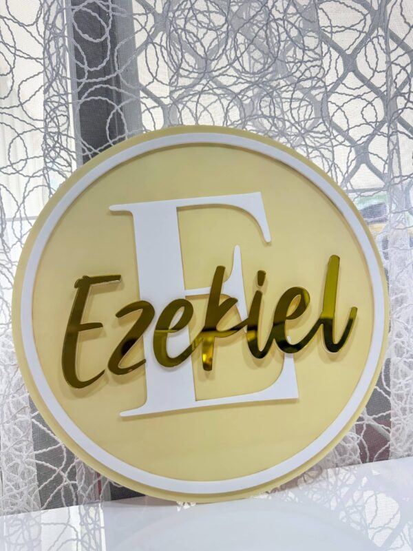 Personalised Acrylic Name Plaque Personalised acrylic name plaque with custom lettering on a plain background.