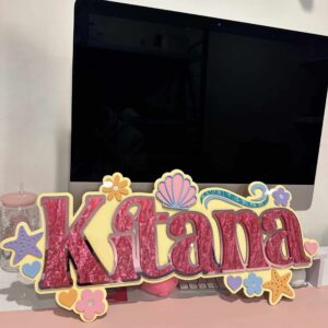 Acrylic mermaid room sign, customised with a personal touch, perfect for a child's bedroom.