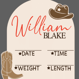 Personalised acrylic name plaque with flowing script lettering.