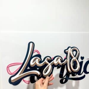 Luxe 3D acrylic shadow triple layer name sign, personalised, custom, handcrafted, bespoke.