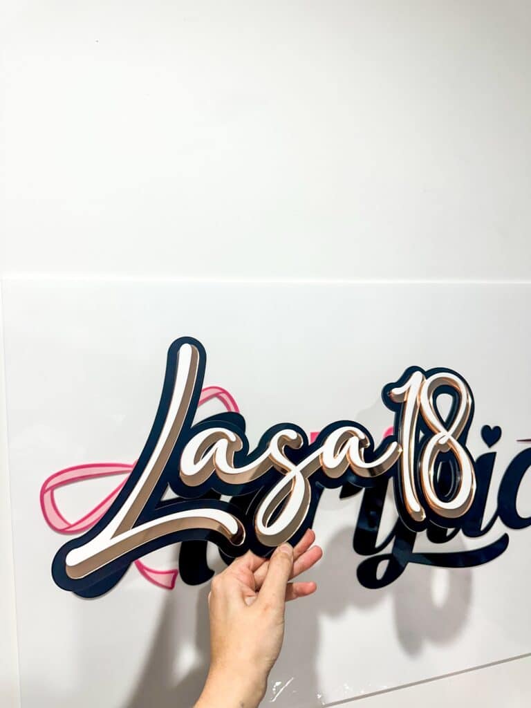 Luxe 3D acrylic shadow triple layer name sign, personalised, custom, handcrafted, bespoke.