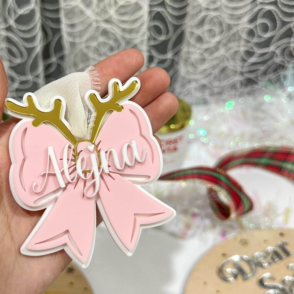 Personalised Bow Christmas Ornament - Custom Keepsake
