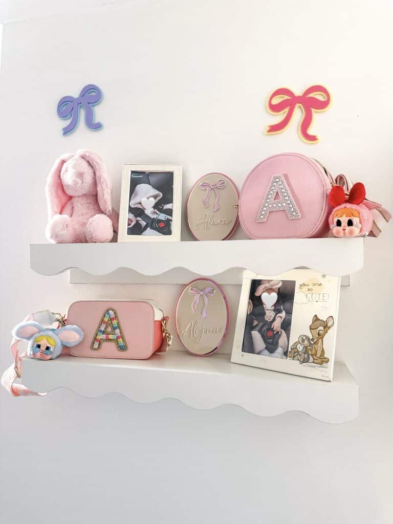 Personalised hot air balloon name plaque crafted from layered acrylic with mirrored finish for a luxe 3D look.
