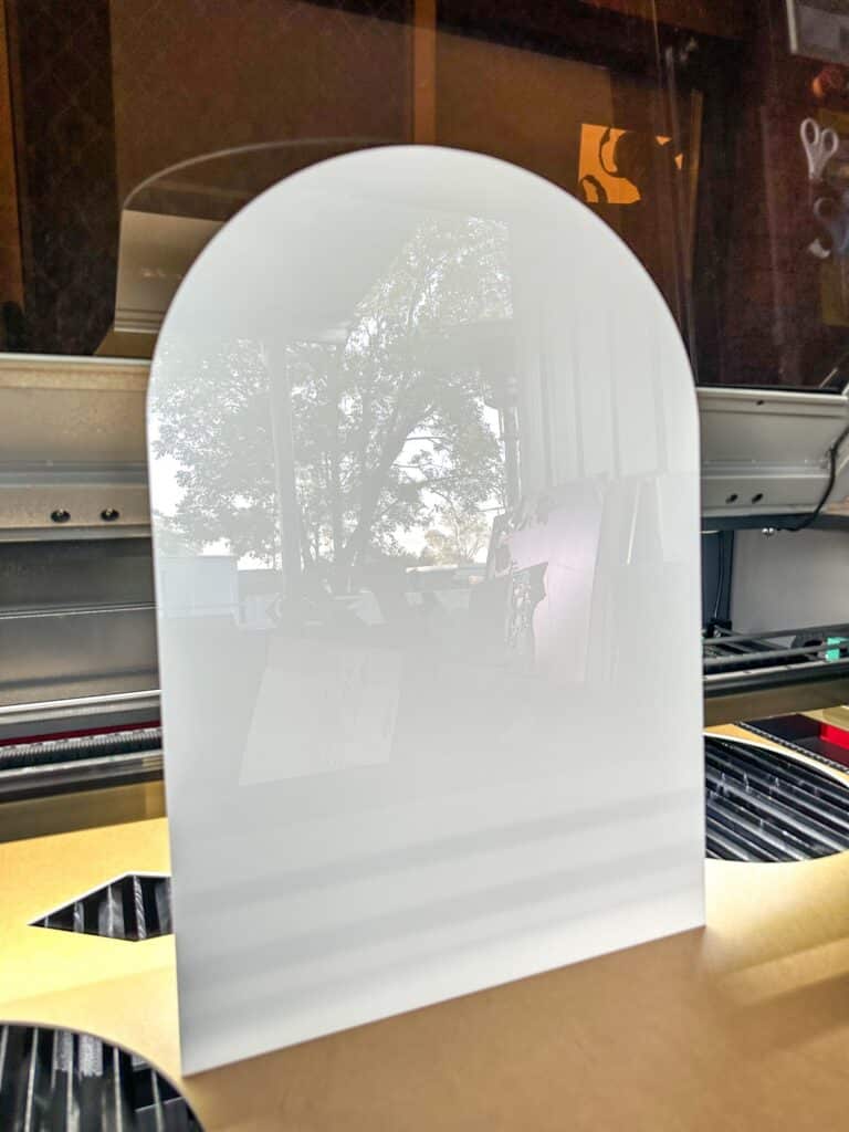 Acrylic arch plaque, custom signs, blank, ready for personalisation, A6 to A1 sizes available.