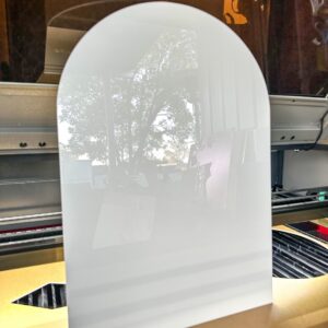 Acrylic arch plaque, custom signs, blank, ready for personalisation, A6 to A1 sizes available.