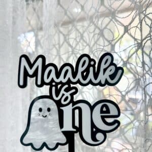 Personalised acrylic name plaque on a neutral background.