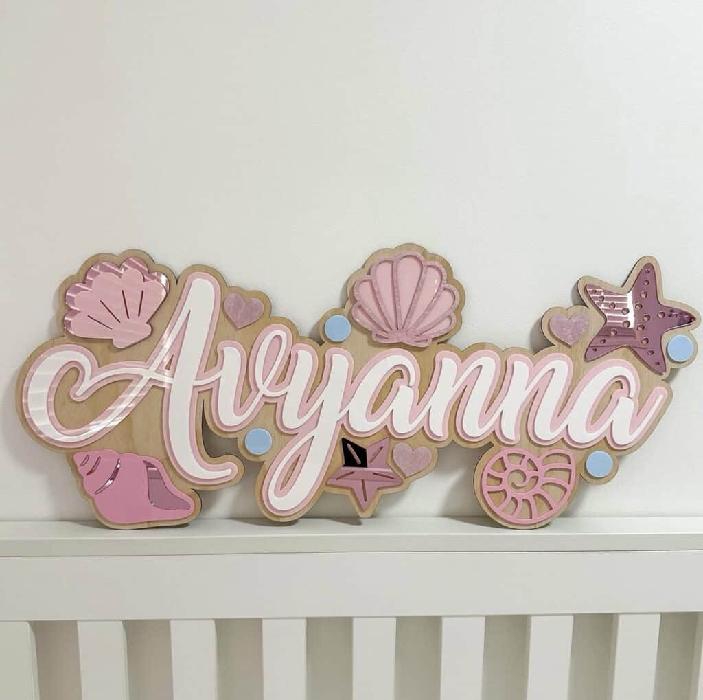 A custom theme triple layer name sign, made from layered acrylic, with a personal touch. This sign is a unique and special.