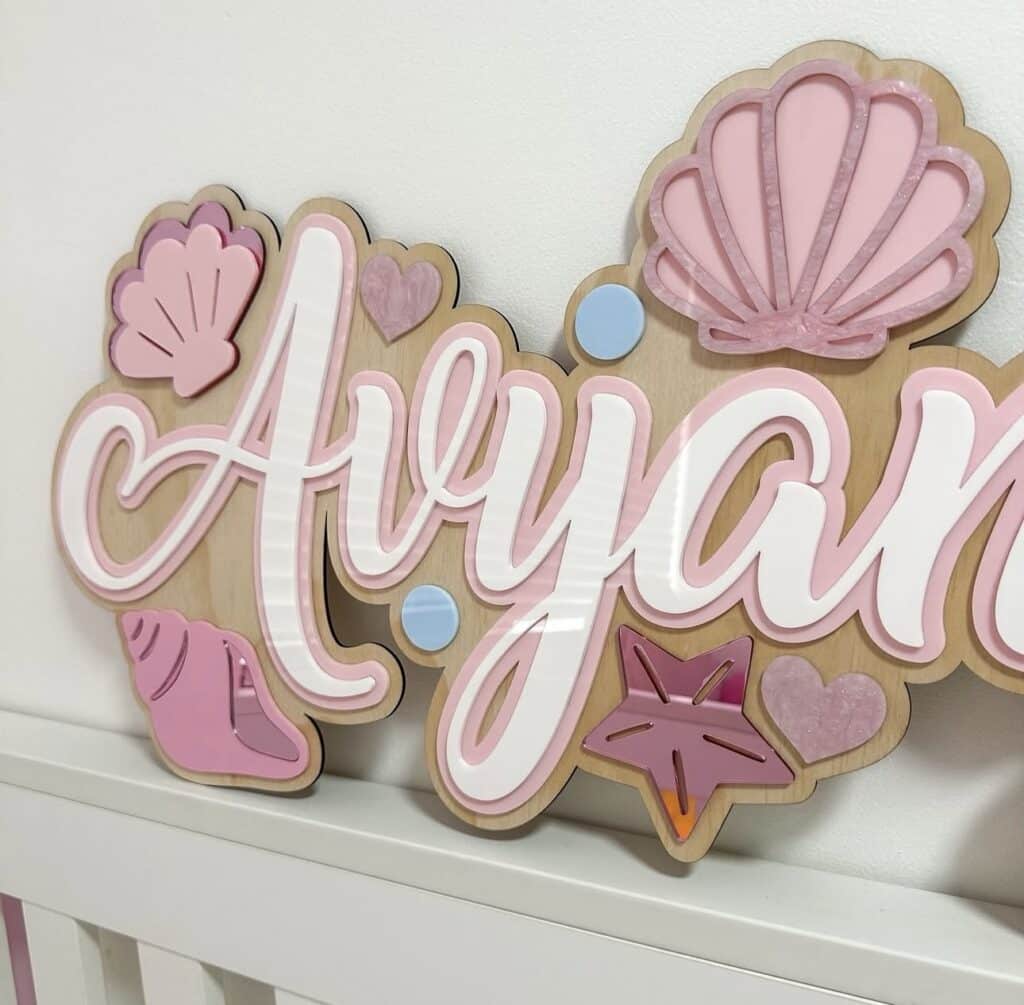 Custom theme triple layer name sign, made from layered acrylic, with a personal touch. A unique and special gift for any.