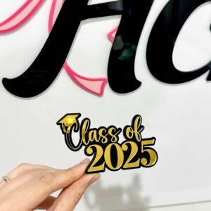 Acrylic cake topper charm, personalised with a double layer design. Customised with a unique touch, for special occasions.