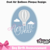 Personalised Hot Air Balloon Name Sign Acrylic nursery sign showing a boy holding a hot air balloon illustration.